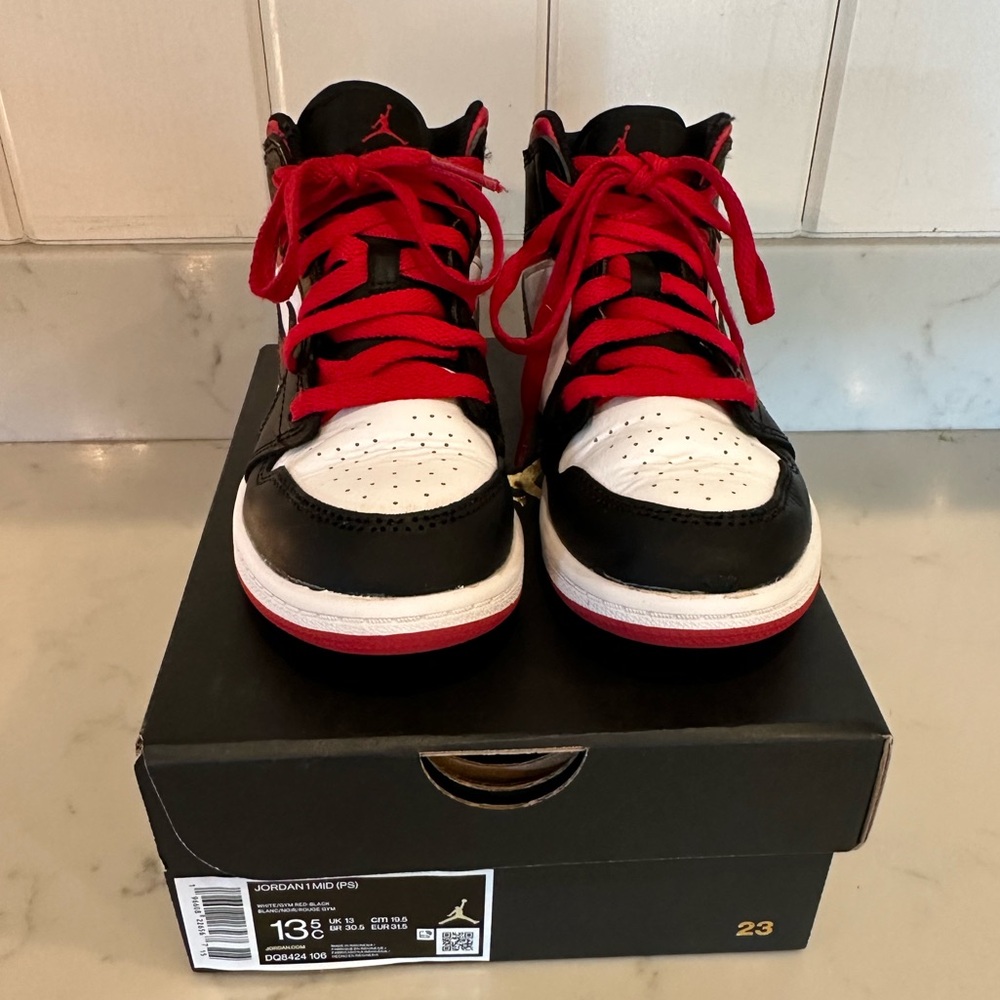 Boys Jordan 1 Mid “Gym Red” sneakers